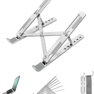 Laptop Stand, Fold-Up, Adjustable, Ventilated, Portable Laptop Holder for Desk (Silver)